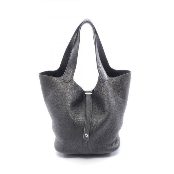 HERMES Picotin Lock MM Tote Bucket Handbag Clemence leather Black SHW Used X