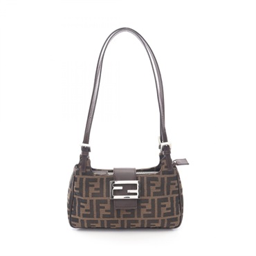 FENDI Zucca Shoulder Bag 267670 canvas leather Brown Used Women