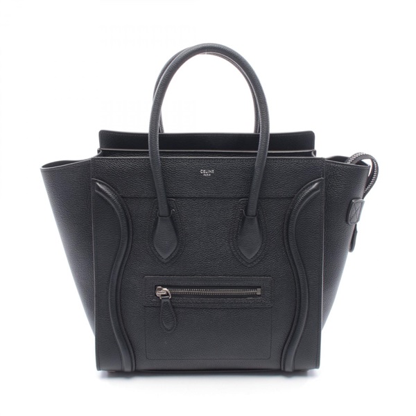 CELINE Luggage Micro Shopper Tote Handbag leather Black Used Women