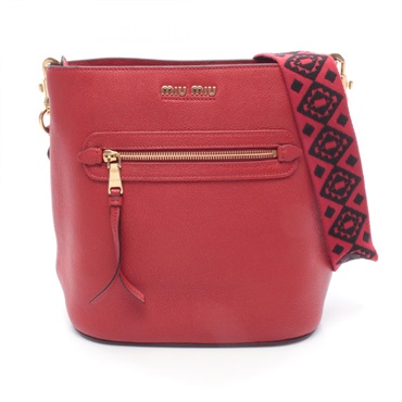 Miu Miu MADRAS Madras  Shoulder Bag leather Red Used Women