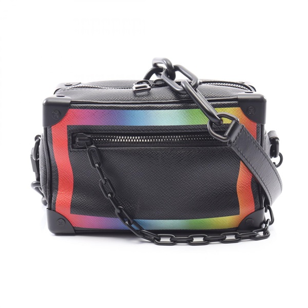 LOUIS VUITTON Mini Soft Trunk Shoulder Bag M30351 Taiga leather Black Used LV
