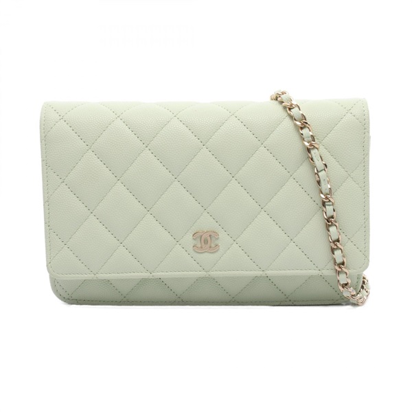 CHANEL Matelasse chain crossbody Shoulder Bag leather mint Used Women GHW
