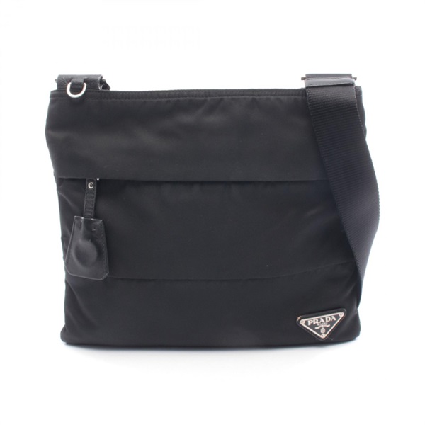 PRADA TESSUTO triangle logo Shoulder crossbody Bag BT0741 Nylon leather Black