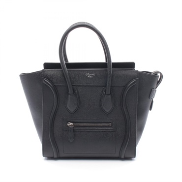 CELINE Luggage Micro shopper Tote Handbag leather Black Used Women