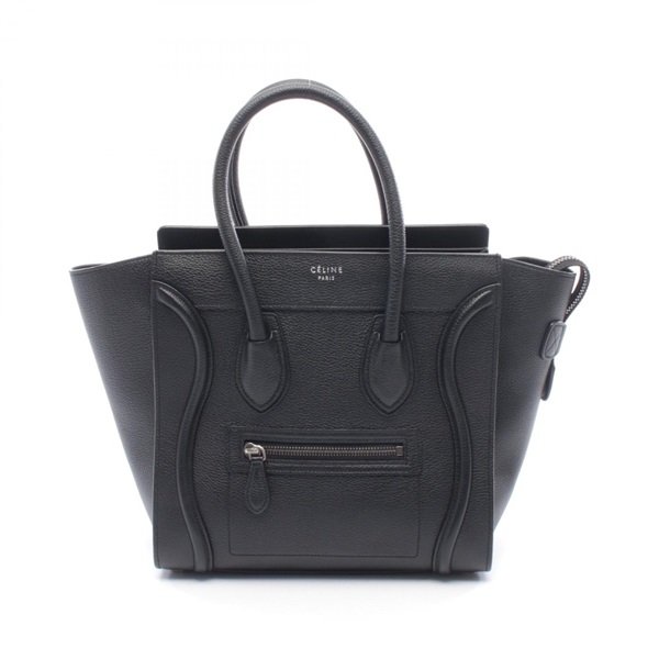 CELINE Luggage Micro shopper Tote Handbag leather Black Used Women