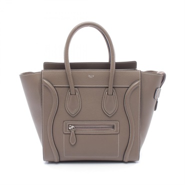 CELINE Luggage Micro shopper Handbag leather Beige Used Women