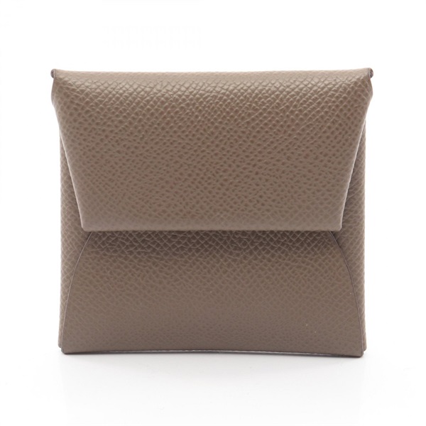 HERMES Bastia Coin Change purse case Epsom leather Gray Etoupe Grey SHW Used U