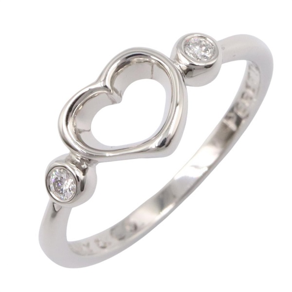 TIFFANY＆CO Open Heart 2P Diamond Ring Pt950 Platinum Used women US size 5.75
