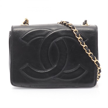 CHANEL Jumbo COCO Mark Chain Shoulder Bag Lambskin Black GHW Used Women CC