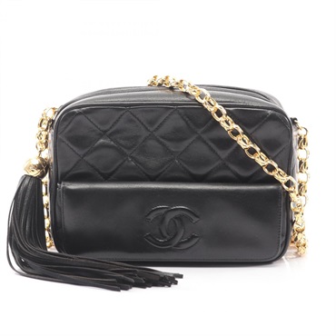 CHANEL Matelasse Crossbody Chain Shoulder Bag Lambskin Black GHW Used Women CC