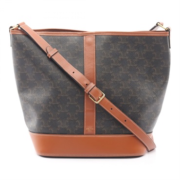 CELINE Medium Bucket Triomphe Shoulder Crossbody Bag 191132CAS.04LU canvas Used