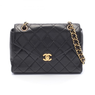 CHANEL Matelasse Chain Shoulder Bag Lambskin Black GHW Used Women CC
