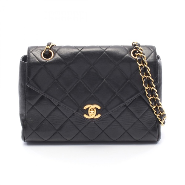 CHANEL Matelasse Chain Shoulder Bag Lambskin Black GHW Used Women CC