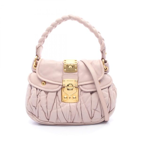 Miu Miu Materasse 2Way Shoulder Handbag leather Pink Used Women