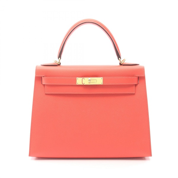 HERMES Kelly 28 shoulder Handbag A Outside stitched Epsom Rose jaipur Used GHW