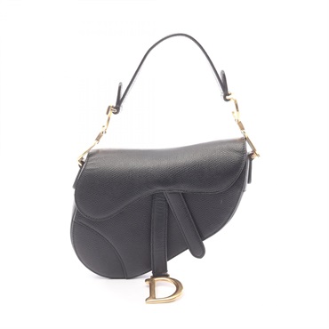 Dior Saddle mini Handbag leather Black Used Women GHW