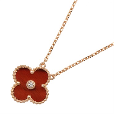 Van Cleef & Arpels Vintage Alhambra Necklace Diamond 18KPG Gold Taiga Eye Used