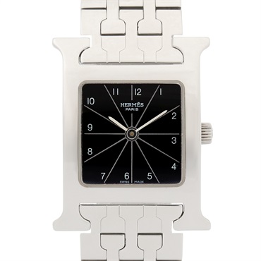 HERMES H watch Wrist Watch HH1.210 Quartz Stainless Steel Black Used Women