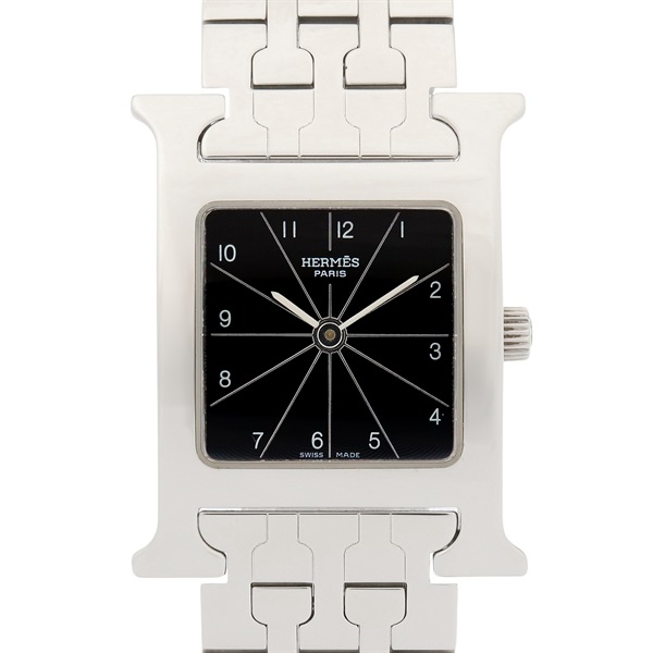 HERMES H watch Wrist Watch HH1.210 Quartz Stainless Steel Black Used Women