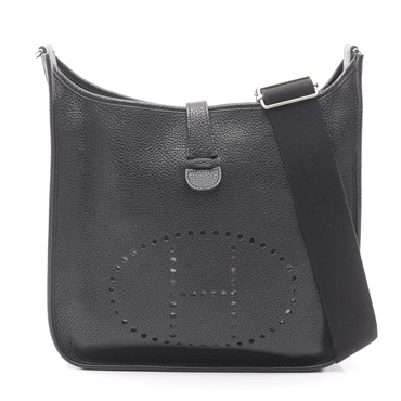 HERMES Evelyne III 3 GM Shoulder Crossbody Bag Clemence leather Black SHW Used Q