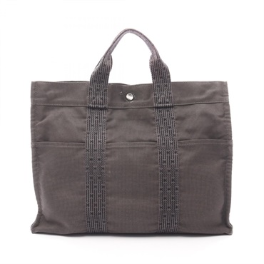 HERMES Herline MM Tote Hadnbag canvas Nylon canvas Gray SHW Used unisex