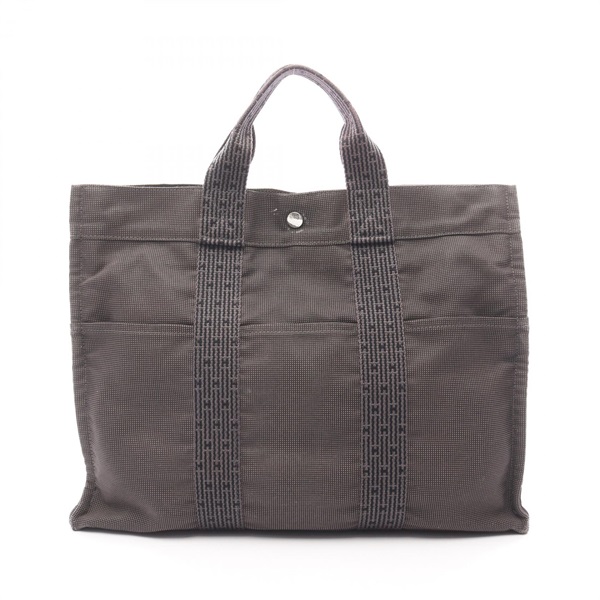 HERMES Herline MM Tote Hadnbag canvas Nylon canvas Gray SHW Used unisex