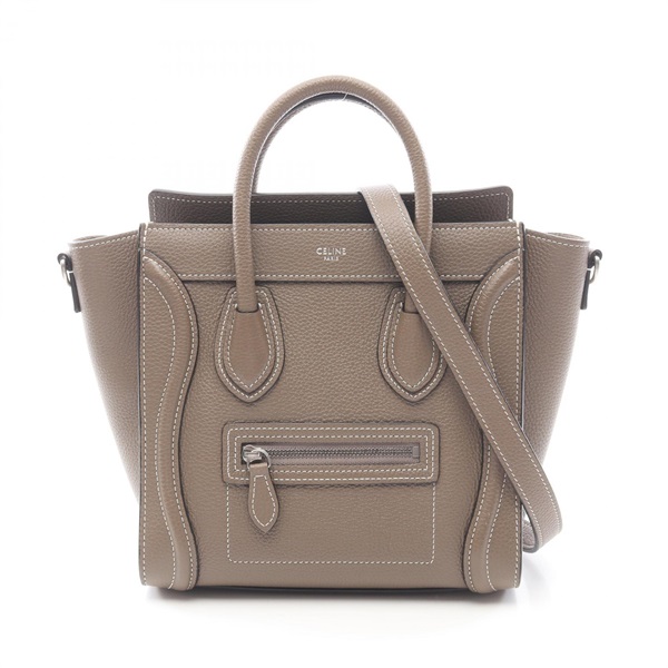CELINE Luggage Nano Shopper Shoulder Crossbody Handbag 189243 leather Gray Used