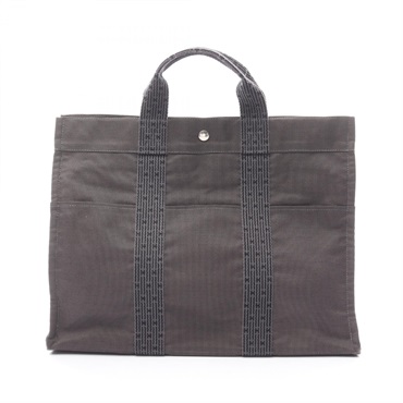 HERMES Herline MM Hand Tote Bag canvas Gray Used unisex SHW