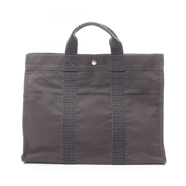 HERMES Herline MM Hand Tote Bag canvas Gray Used unisex SHW