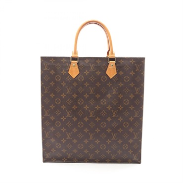 LOUIS VUITTON Sac Plat Tote Handbag M51140 Monogram canvas leather Brown Used LV