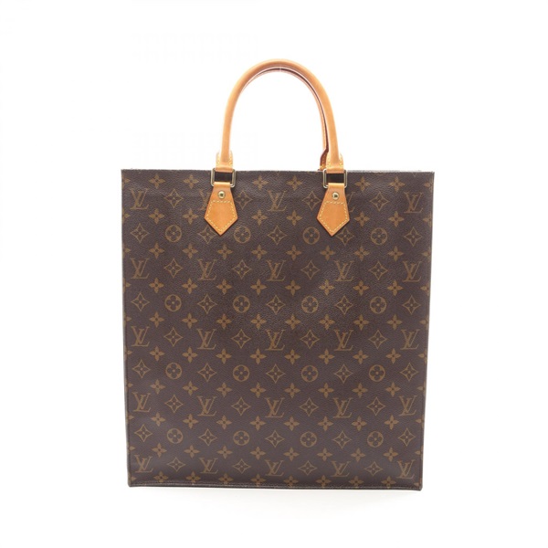 LOUIS VUITTON Sac Plat Tote Handbag M51140 Monogram canvas leather Brown Used LV