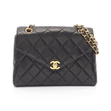 CHANEL Matelasse chain Shoulder Bag Lambskin Black Used Women GHW