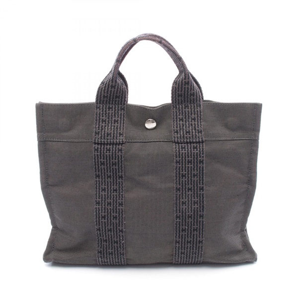 HERMES Herline PM Tote hand Bag canvas Gray Used Women SHW