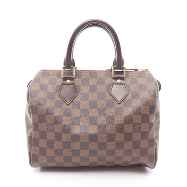 LOUIS VUITTON Speedy 25 Handbag N41532 Damier leather Brown Ebene Used