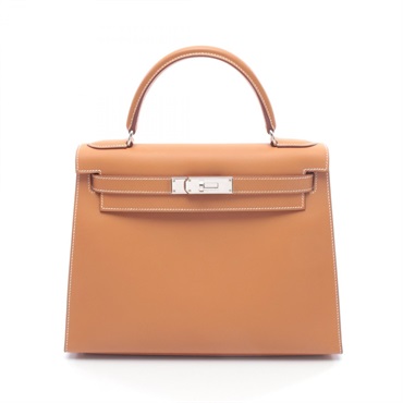 HERMES Kelly 28 Shoulder Handbag Chamonix leather Brown Natural sable Used C SHW