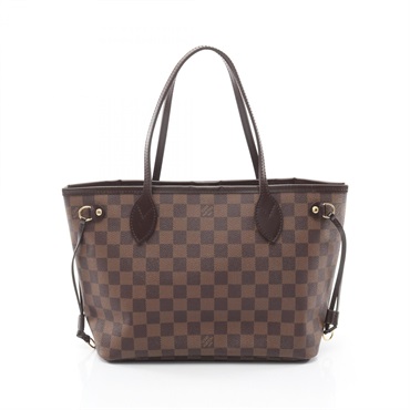 LOUIS VUITTON Neverfull PM Tote shoulder Bag N51109 Damier leather Ebene Used