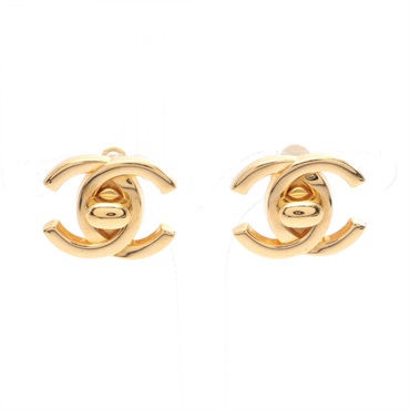 CHANEL COCO Mark clip Earring Gold Plated Used Women CC