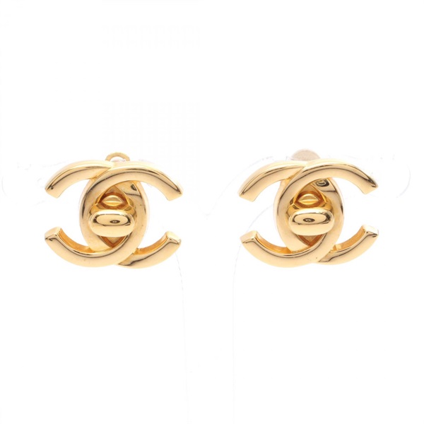 CHANEL COCO Mark clip Earring Gold Plated Used Women CC