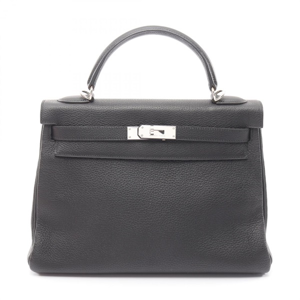 HERMES Kelly 32 Handbag Shoulder Togo leather Black Used Women F SHW