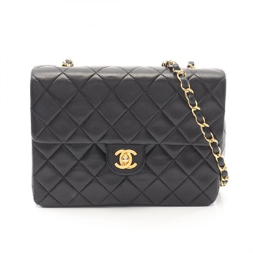 CHANEL Mini Matelasse 20 chain crossbody Shoulder Bag A01163 Lambskin Black Used