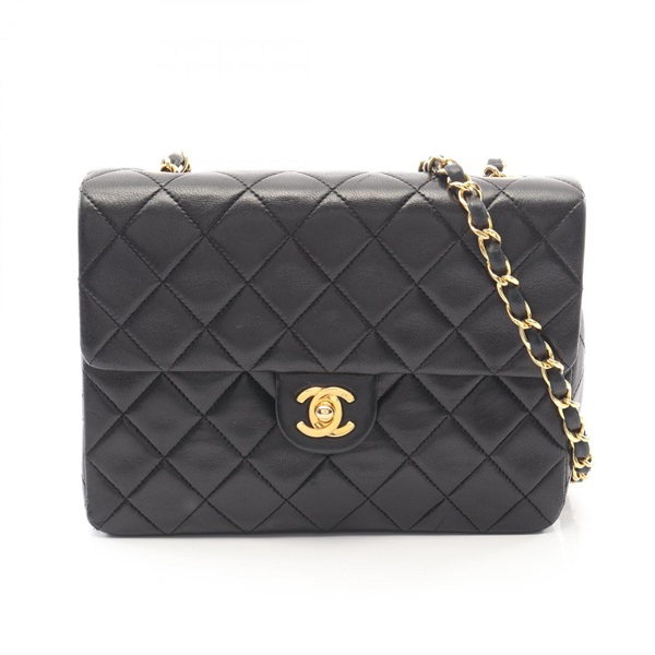 CHANEL Mini Matelasse 20 chain crossbody Shoulder Bag A01163 Lambskin Black Used