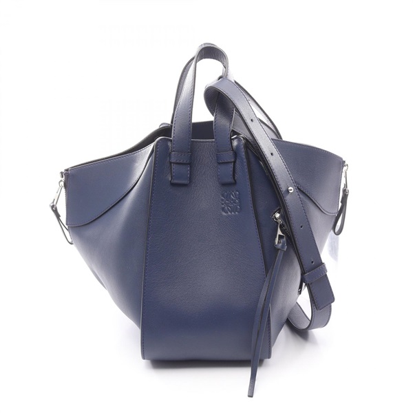 LOEWE HAMMOCK SMALL 2Way Shoulder Handbag leather Blue Used Women Anagram