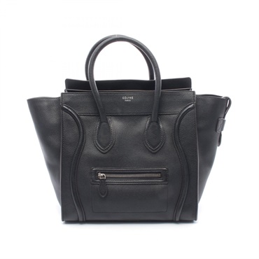 CELINE Luggage mini shopper tote Handbag 165213 leather Black Used Women