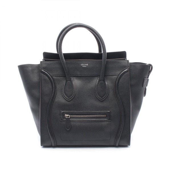 CELINE Luggage mini shopper tote Handbag 165213 leather Black Used Women