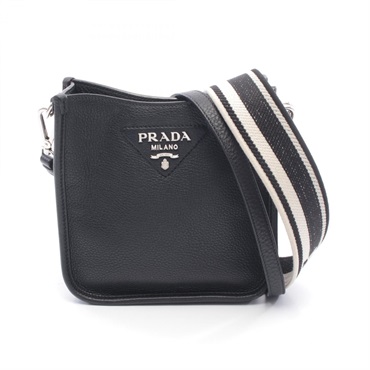 PRADA VIT.DAINO SOFT Crossbody Shoulder Bag 1BH191 leather canvas Black Used