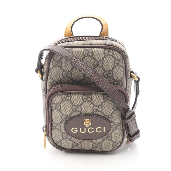 GUCCI GG Supreme Neo Vintage Shoulder Bag 658556 canvas leather Beige Brown Used