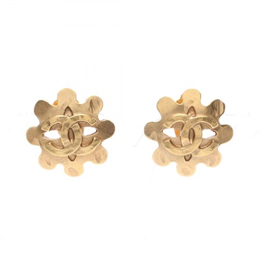 CHANEL COCO Mark clip Earrings Gold Plated Used Women CC