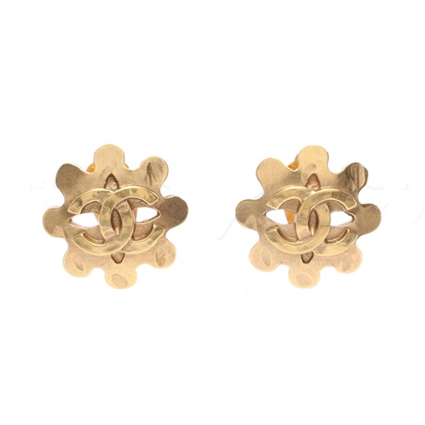 CHANEL COCO Mark clip Earrings Gold Plated Used Women CC