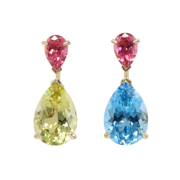 Dior Pierced Earrings 18KYG Yellow Gold Citrine Topaz Tourmaline used women