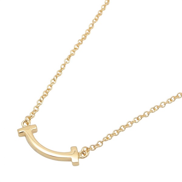 TIFFANY＆CO T Smile Mini Necklace 18KYG Yellow Gold Used Unisex